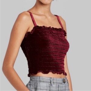 Wild Fable Burgundy Velvet Crop Top